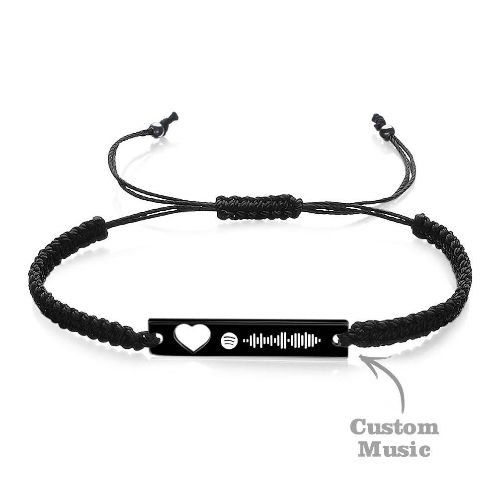 Custom Scannable Spotify Code Bracelet Braided Rope Couple Gifts - yournamenecklaceuk