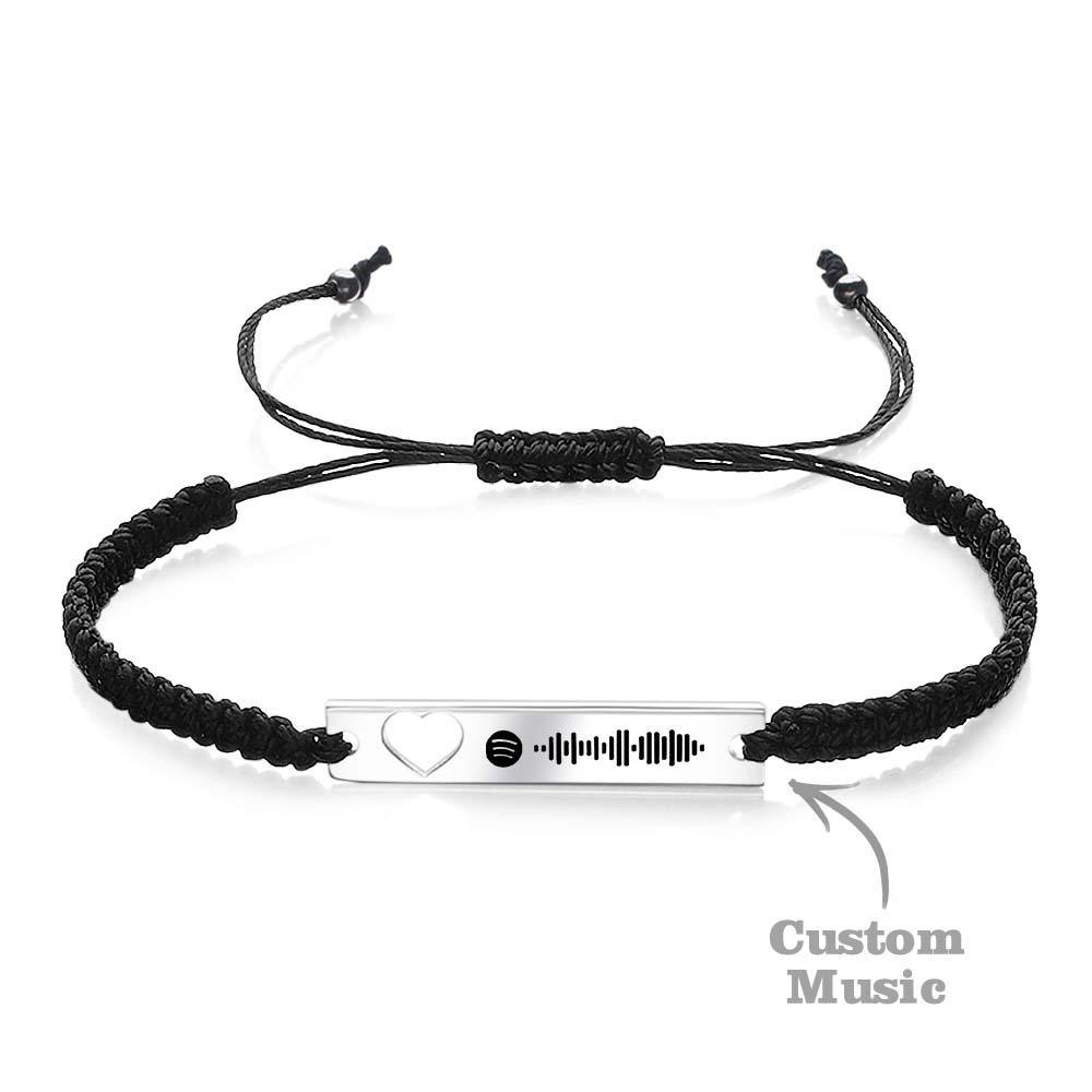 Custom Scannable Spotify Code Bracelet Braided Rope Couple Gifts - yournamenecklaceuk