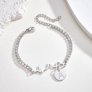 Custom Engraved Heartbeat Tennis Bracelet Fashionable All Diamonds Bracelet Gift For Her - yournamenecklaceuk