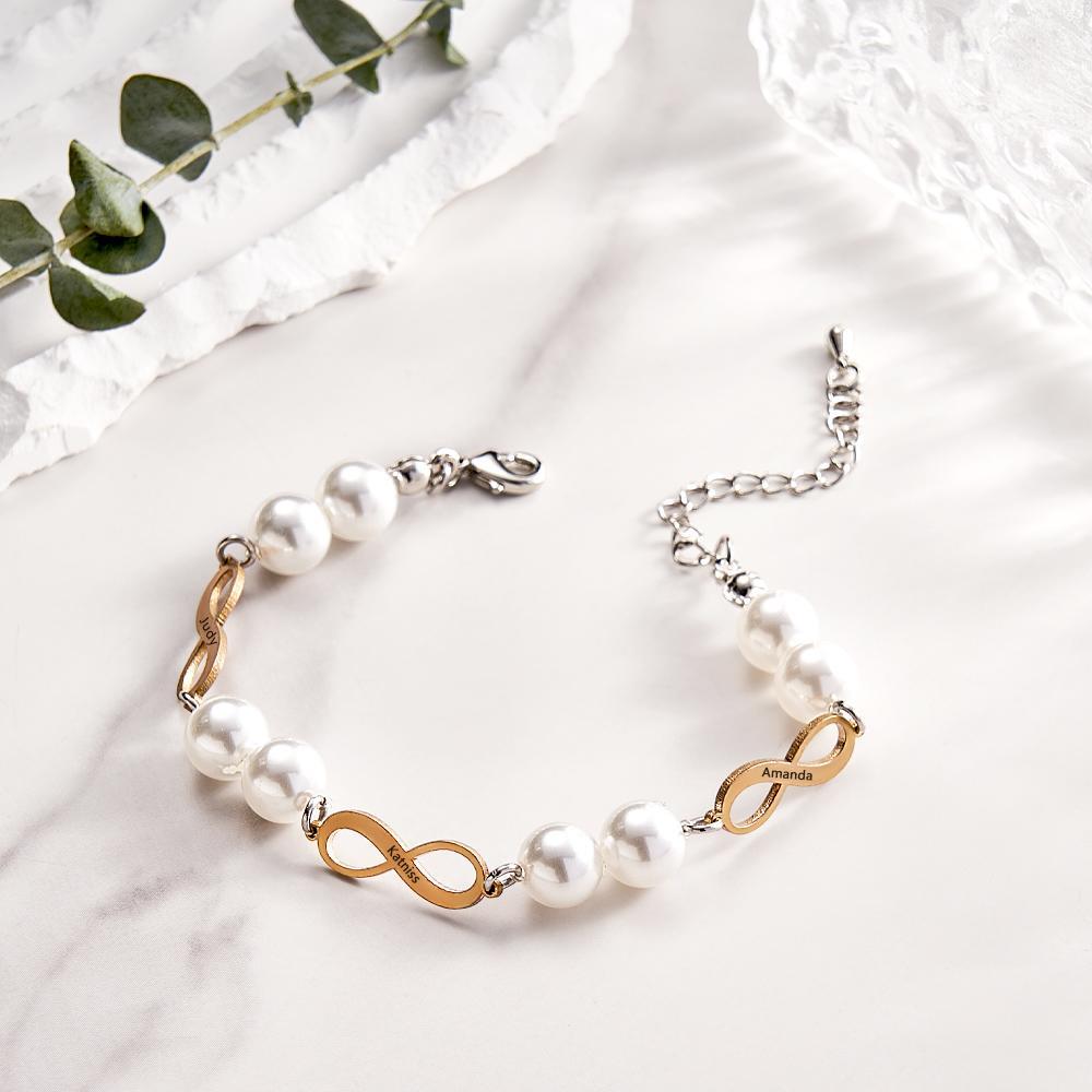 Custom Engraved Bracelet Infinity Love Pearl Romantic Gift - yournamenecklaceuk
