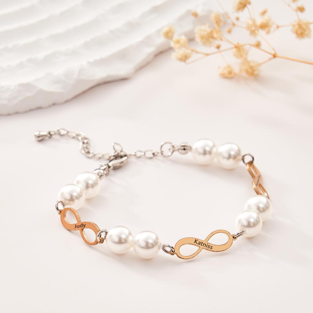 Custom Engraved Bracelet Infinity Love Pearl Romantic Gift - yournamenecklaceuk