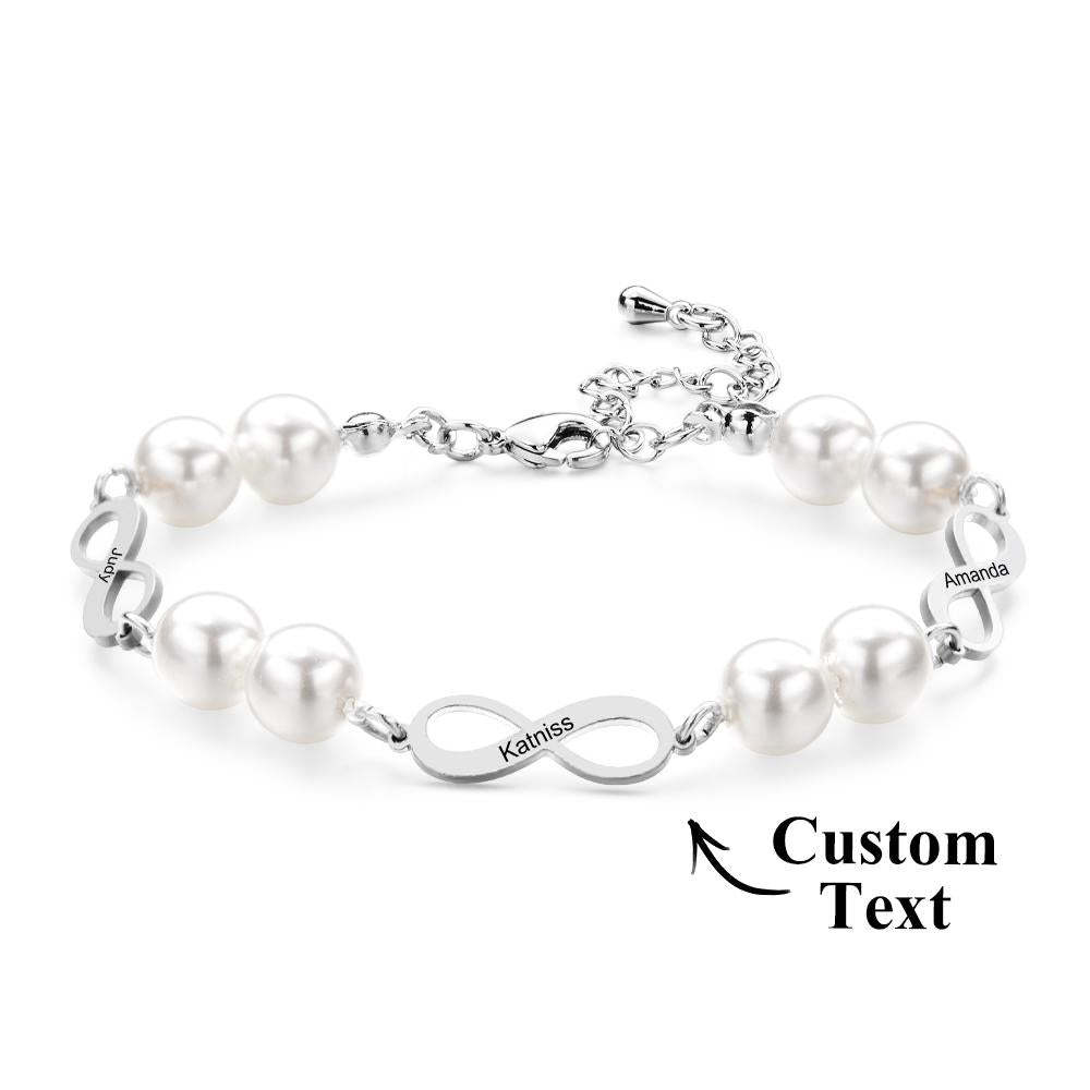 Custom Engraved Bracelet Infinity Love Pearl Romantic Gift - yournamenecklaceuk