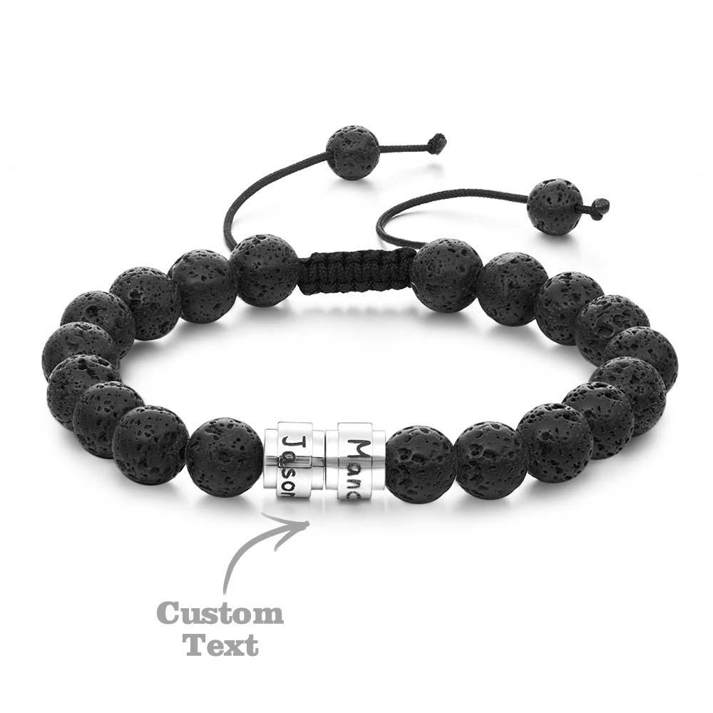 Lava Stones Custom Beads Men's Beaded Bracelet Best Gift for BFF - yournamenecklaceuk