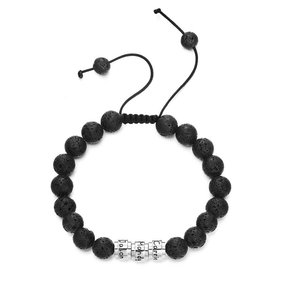 Lava Stones Custom Beads Men's Beaded Bracelet Best Gift for BFF - yournamenecklaceuk