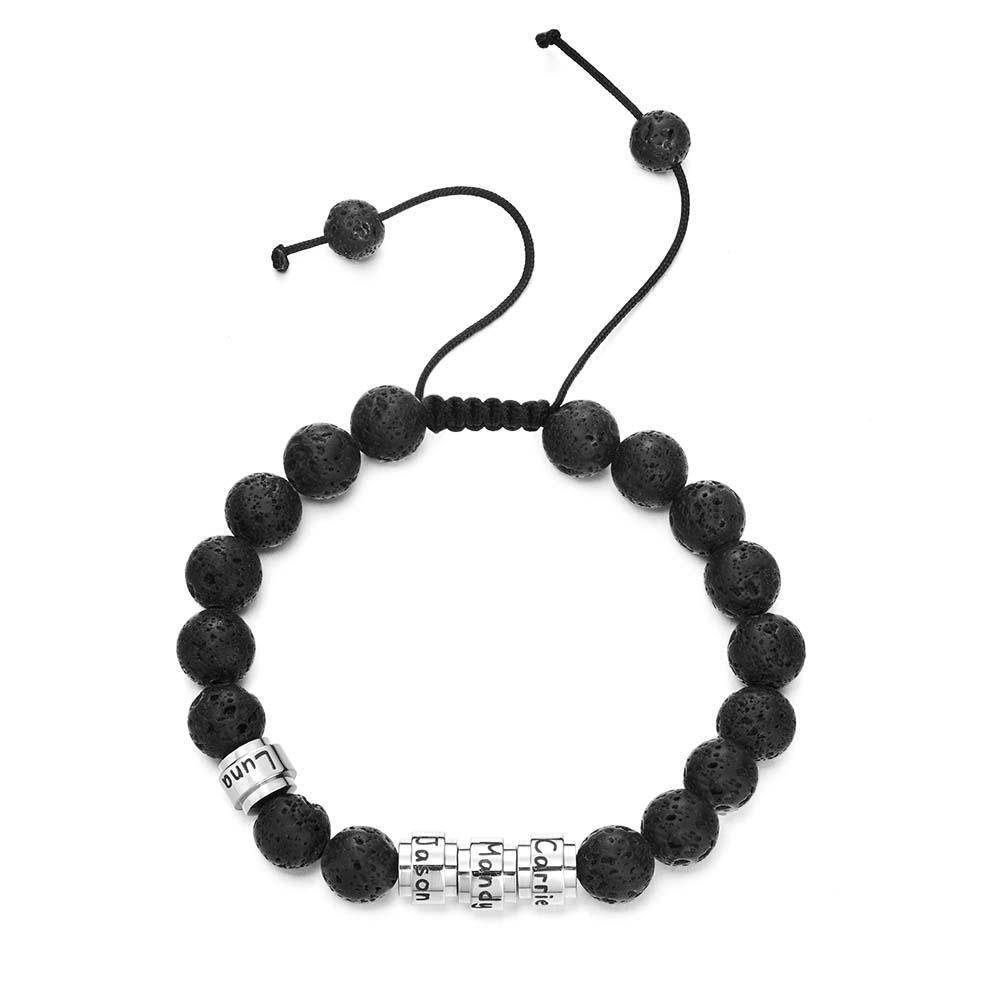 Lava Stones Custom Beads Men's Beaded Bracelet Best Gift for BFF - yournamenecklaceuk