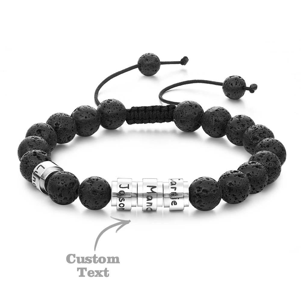 Lava Stones Custom Beads Men's Beaded Bracelet Best Gift for BFF - yournamenecklaceuk