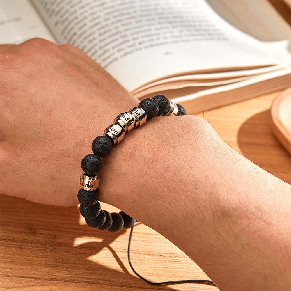 Lava Stones Custom Beads Men's Beaded Bracelet Best Gift for BFF - yournamenecklaceuk
