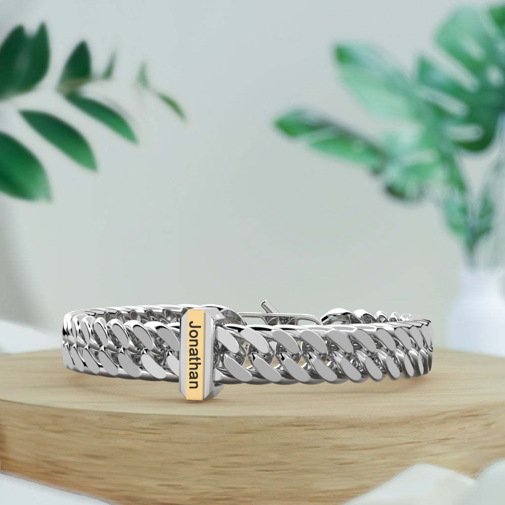 Personalized Engraved Bracelet Custom Gift for Dad 1-3 Charms - yournamenecklaceuk