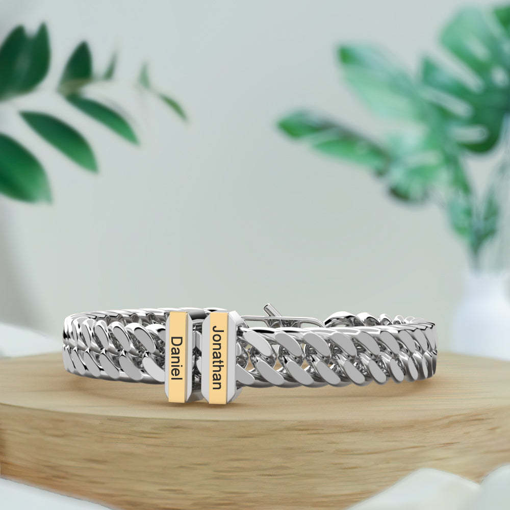 Personalized Engraved Bracelet Custom Gift for Dad 1-3 Charms - yournamenecklaceuk