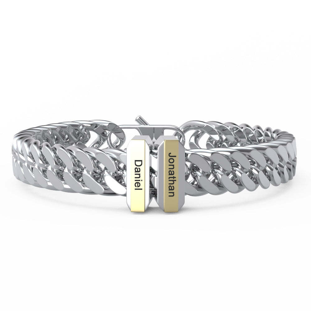 Personalized Engraved Bracelet Custom Gift for Dad 1-3 Charms - yournamenecklaceuk