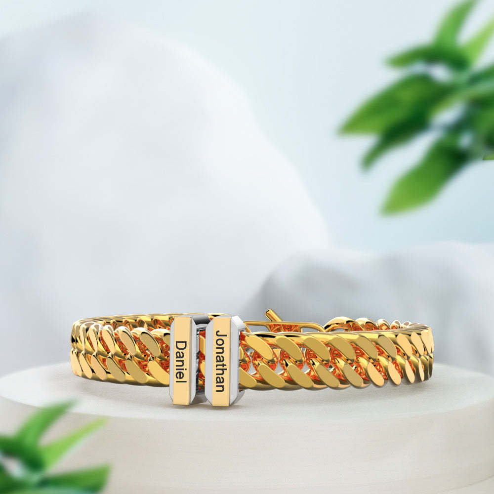 Personalized Engraved Bracelet Custom Gift for Dad 1-3 Charms - yournamenecklaceuk