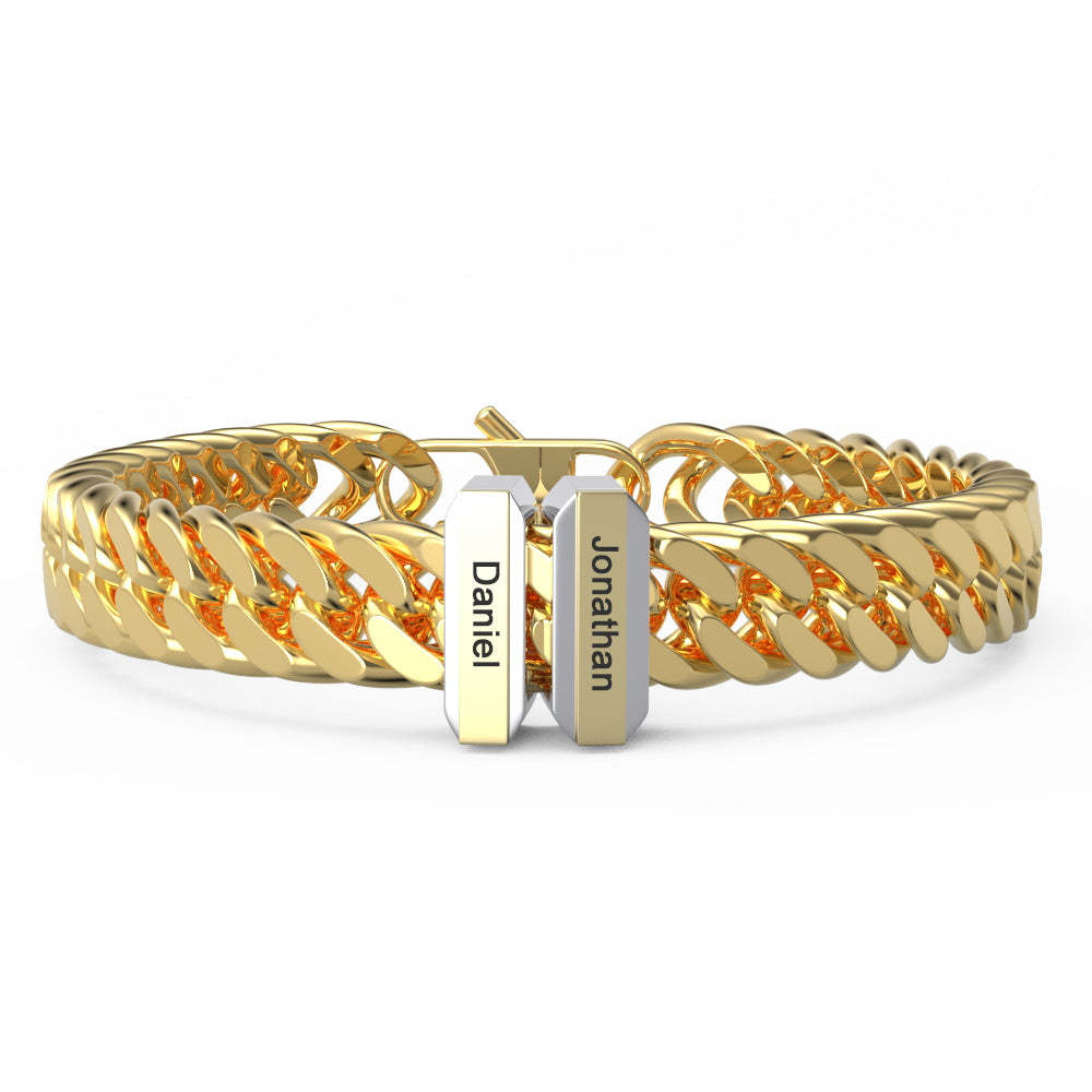 Personalized Engraved Bracelet Custom Gift for Dad 1-3 Charms - yournamenecklaceuk