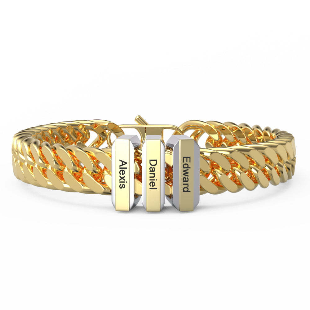 Personalized Engraved Bracelet Custom Gift for Dad 1-3 Charms - yournamenecklaceuk