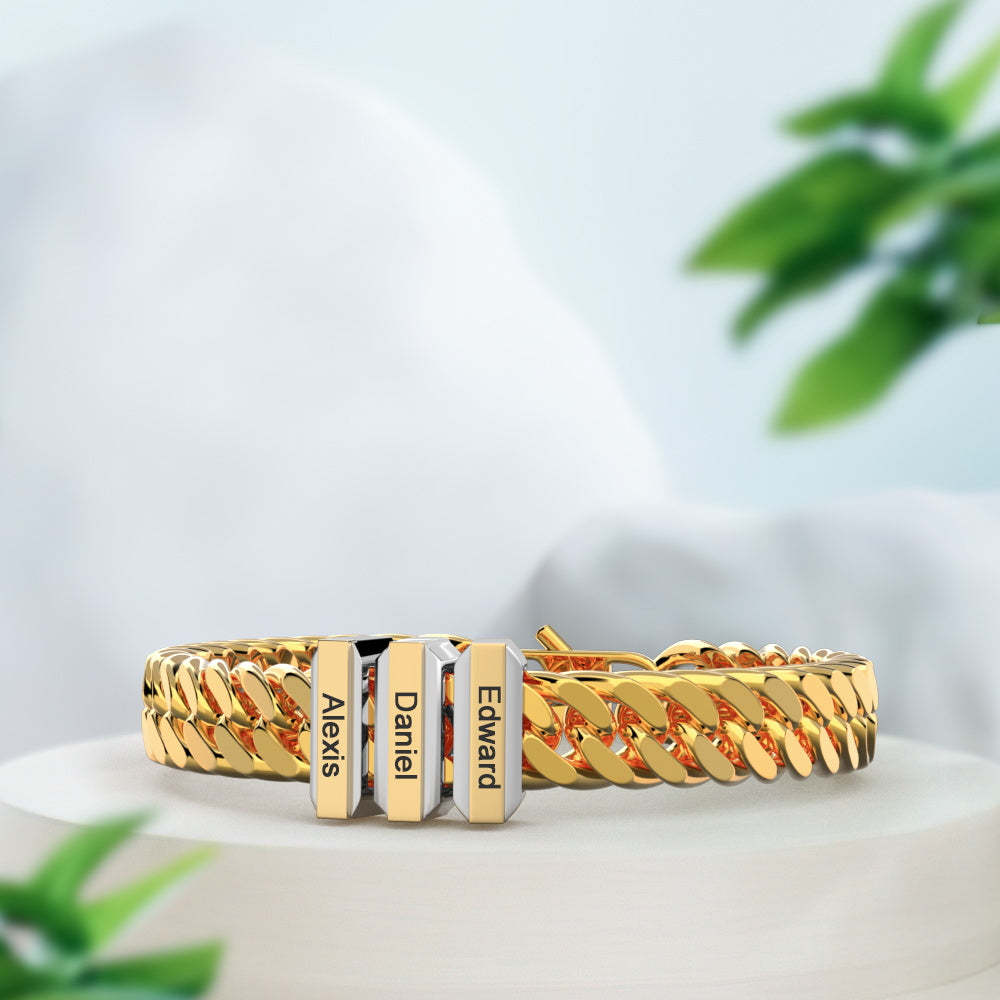 Personalized Engraved Bracelet Custom Gift for Dad 1-3 Charms - yournamenecklaceuk