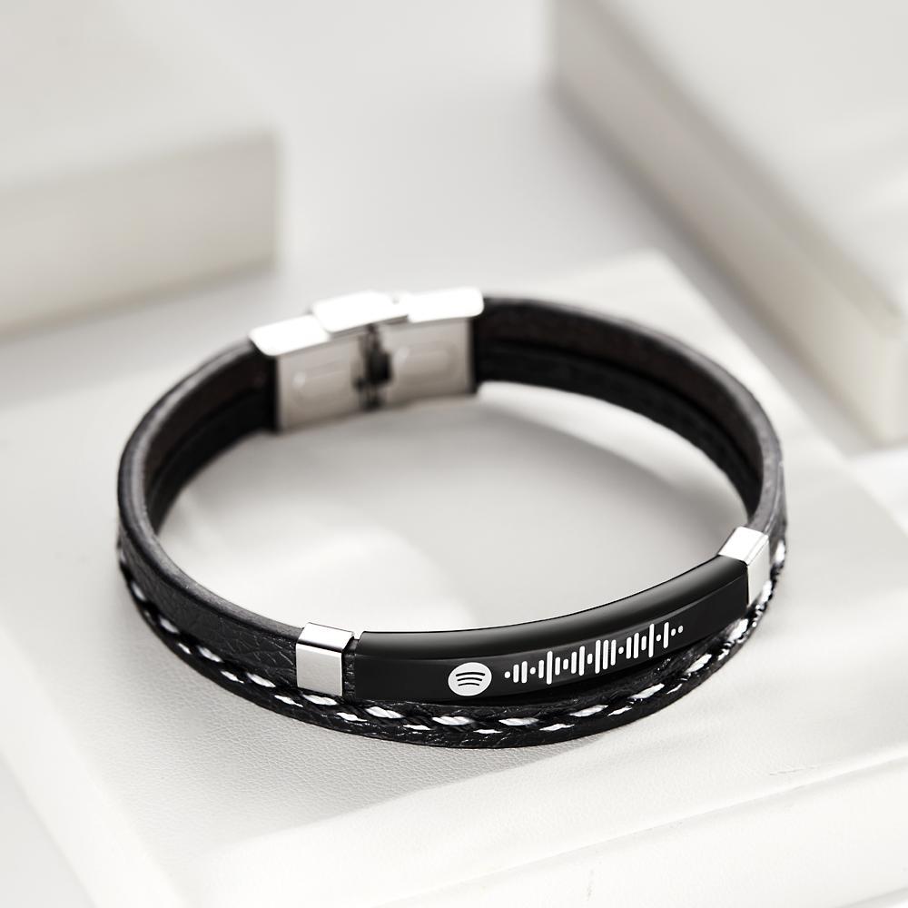 Scannable Spotify Code Custom Music Bracelet Leather Gifts - yournamenecklaceuk
