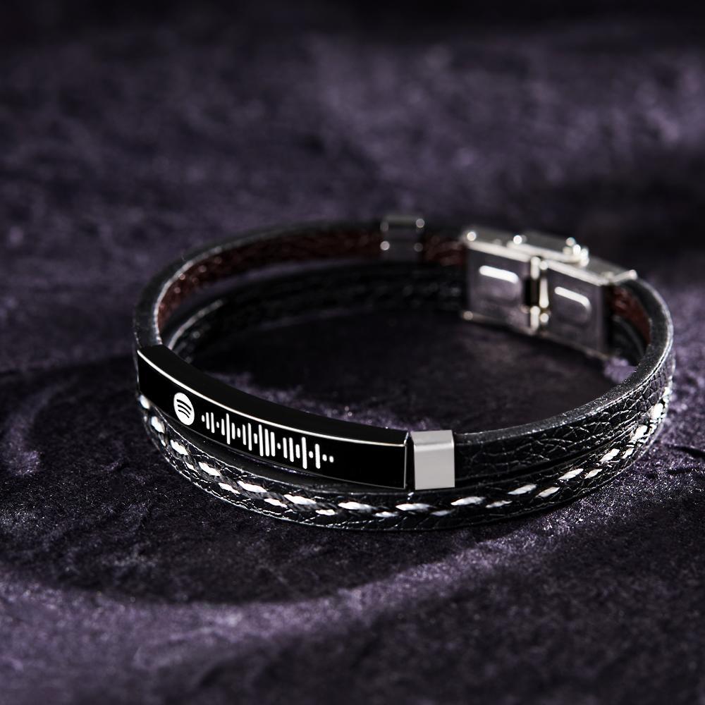 Scannable Spotify Code Custom Music Bracelet Leather Gifts - yournamenecklaceuk