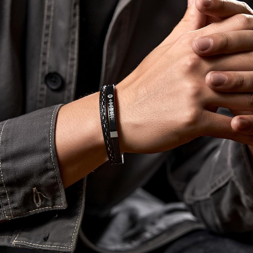 Scannable Spotify Code Custom Music Bracelet Leather Gifts - yournamenecklaceuk