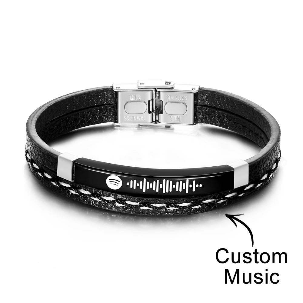 Scannable Spotify Code Custom Music Bracelet Leather Gifts - yournamenecklaceuk