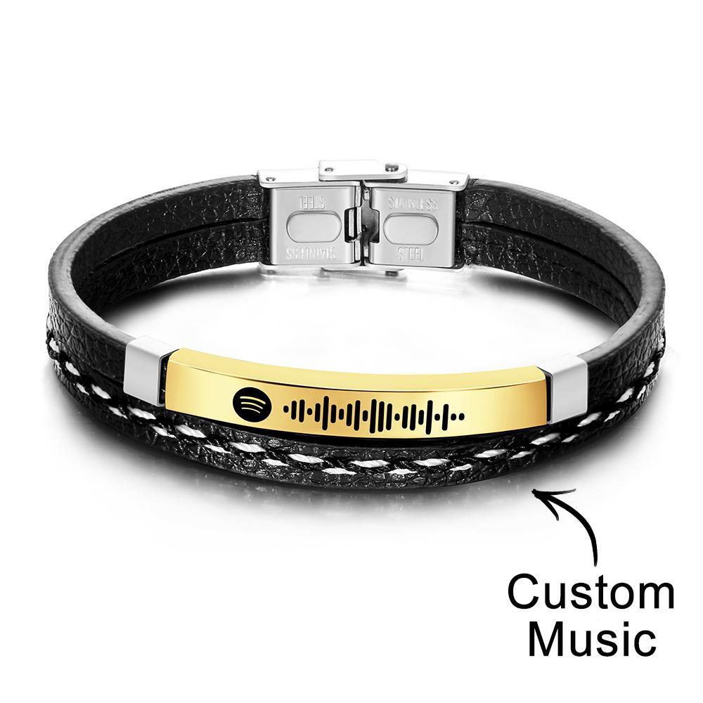 Scannable Spotify Code Custom Music Bracelet Leather Gifts - yournamenecklaceuk