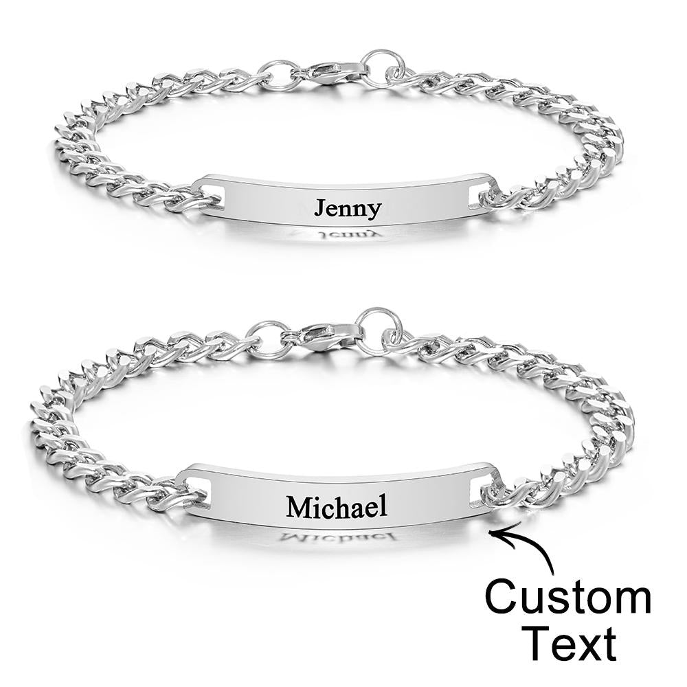 Custom Engraved Bracelet Set Personalized Fashion Bracelet For Couples Unique Personalized Bracelets for Valentines' Day Gifts