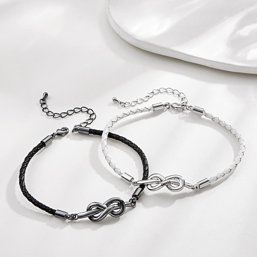 Engraved Roped Couple Bracelet Personalized Braided Bracelet Valentine's Day Gifts - yournamenecklaceuk