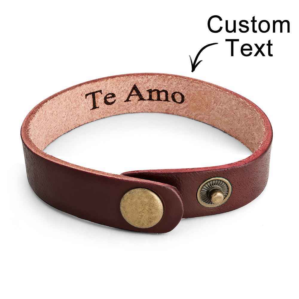 Engraved Leather Bracelet Personalized Vintage Simple Bracelet For Men - yournamenecklaceuk