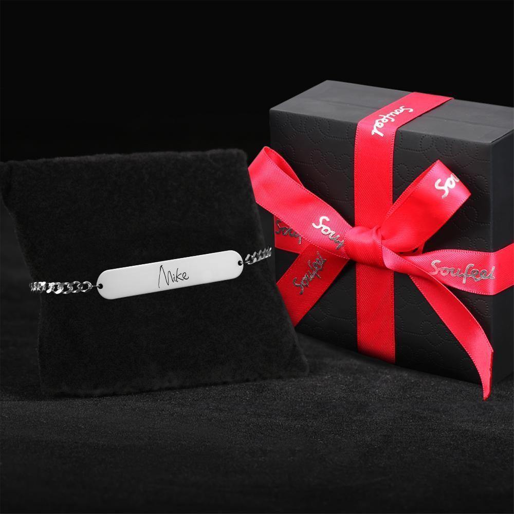 Men's Bracelet Custom Men's Bracelet Chain Bracelet with Individual Name Engraving Gift Partner Bracelet - Gold Plated
