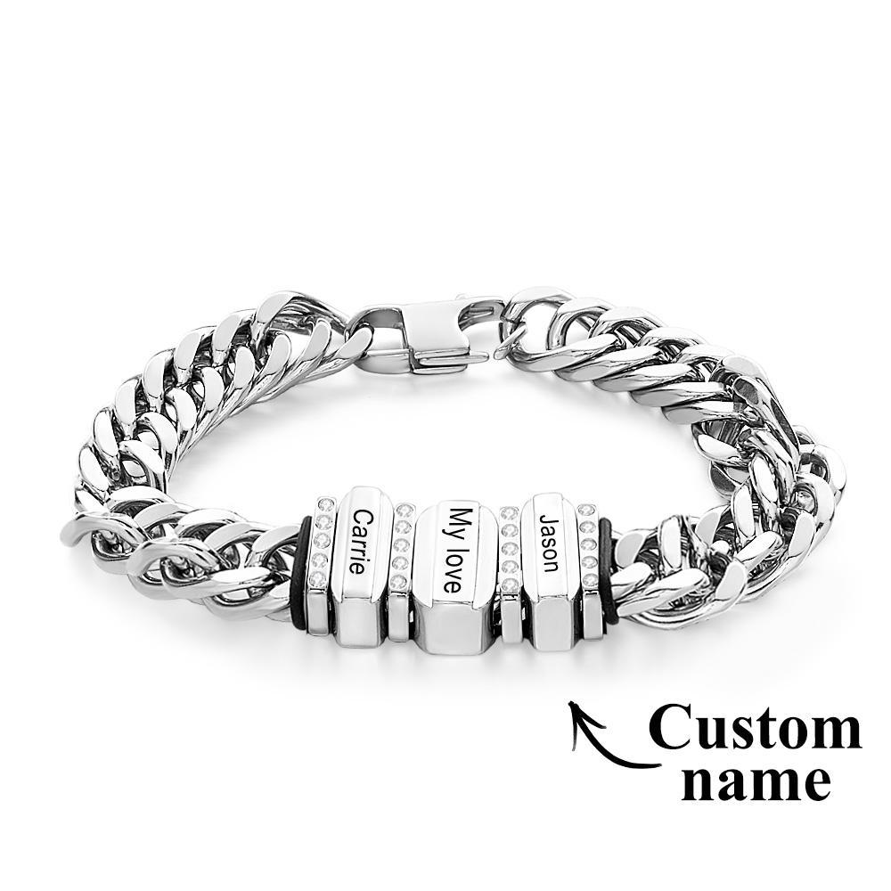 Snake Shaped Chains with Custom Diamond Family Beads Customized with Family Name Giving a Special Gift for Couple - yournamenecklaceuk