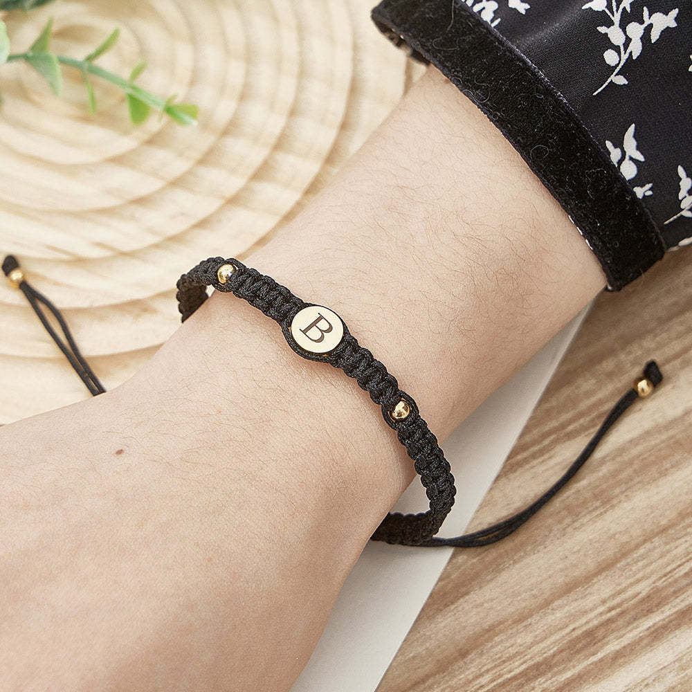 Personalized Couple Bracelets Matching Bracelets for Couples Engraving Braided Rope Wrist Couples Bracelets Gift for Lover - yournamenecklaceuk