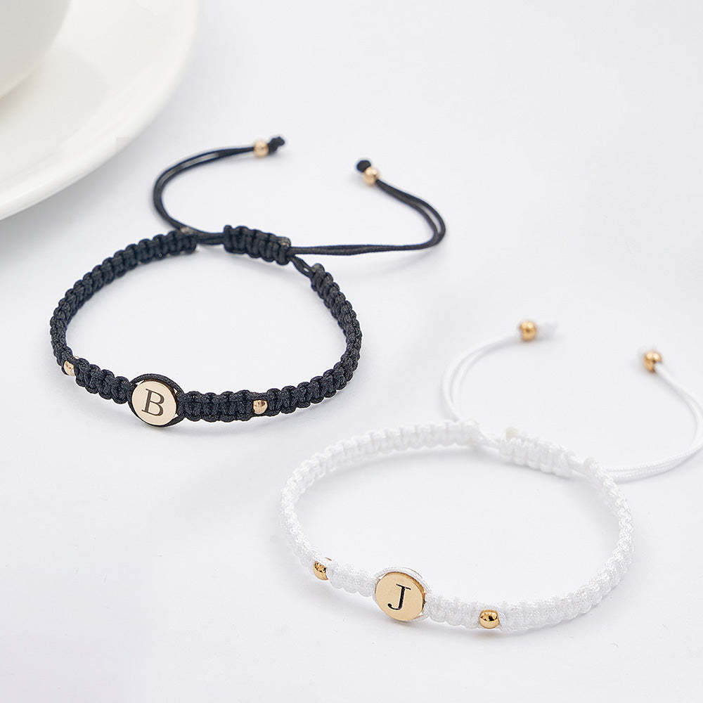 Personalized Couple Bracelets Matching Bracelets for Couples Engraving Braided Rope Wrist Couples Bracelets Gift for Lover - yournamenecklaceuk