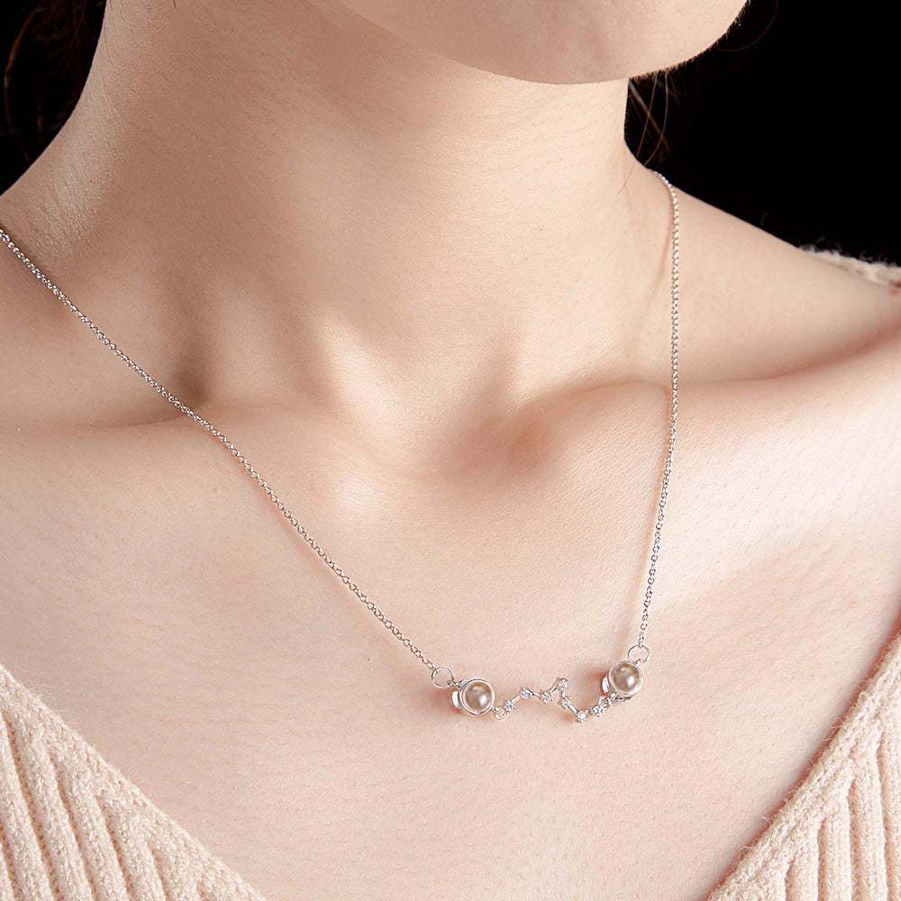 Custom Double Projection Photo Necklace Big Dipper Gifts for Girlfriend - yournamenecklaceuk