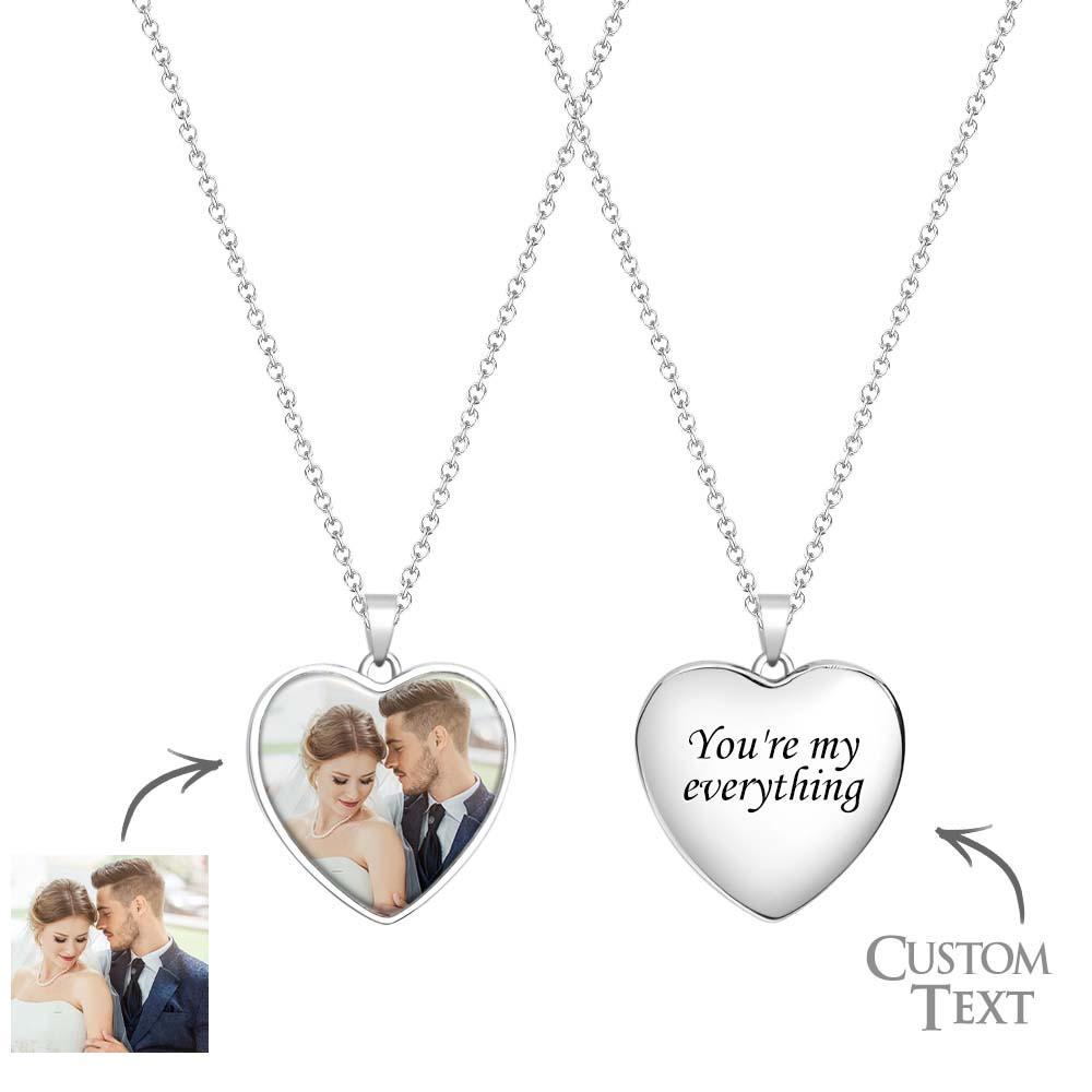 Custom Photo Engraved Necklace Heart Shape Commemorate Gifts for Men - yournamenecklaceuk