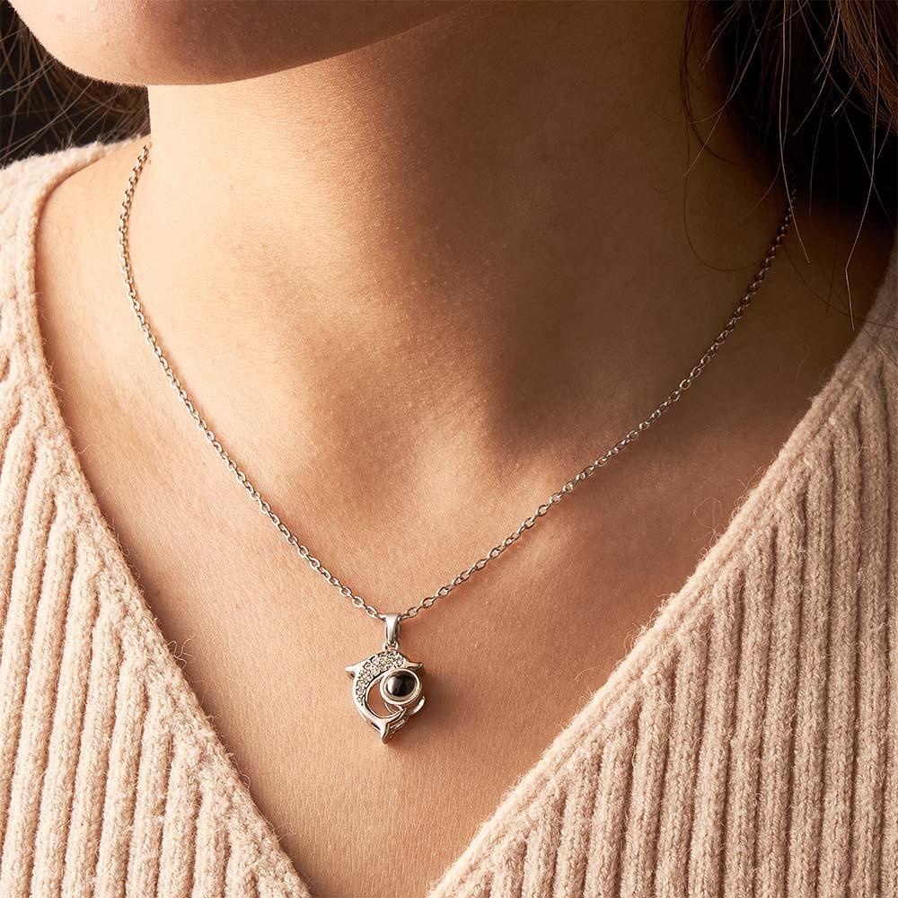 Custom Photo Projection Necklace Creative Dolphin Exquisite Gifts - yournamenecklaceuk