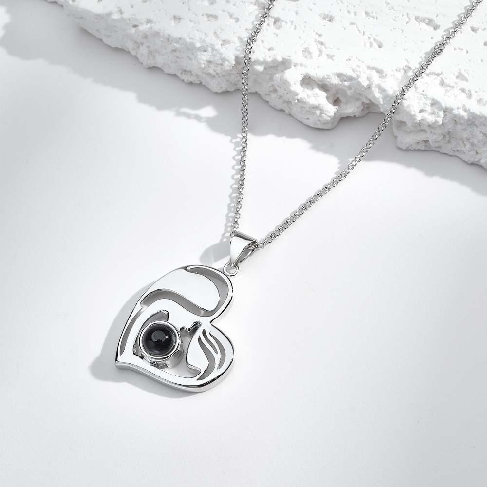 Custom Projection Engraved Necklace Creative Silhouette Mothers Day Gifts - yournamenecklaceuk