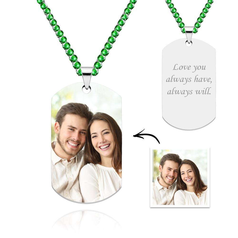 Men's Photo Tag Necklace With Engraving Tennis Chain Gifts For Him - yournamenecklaceuk