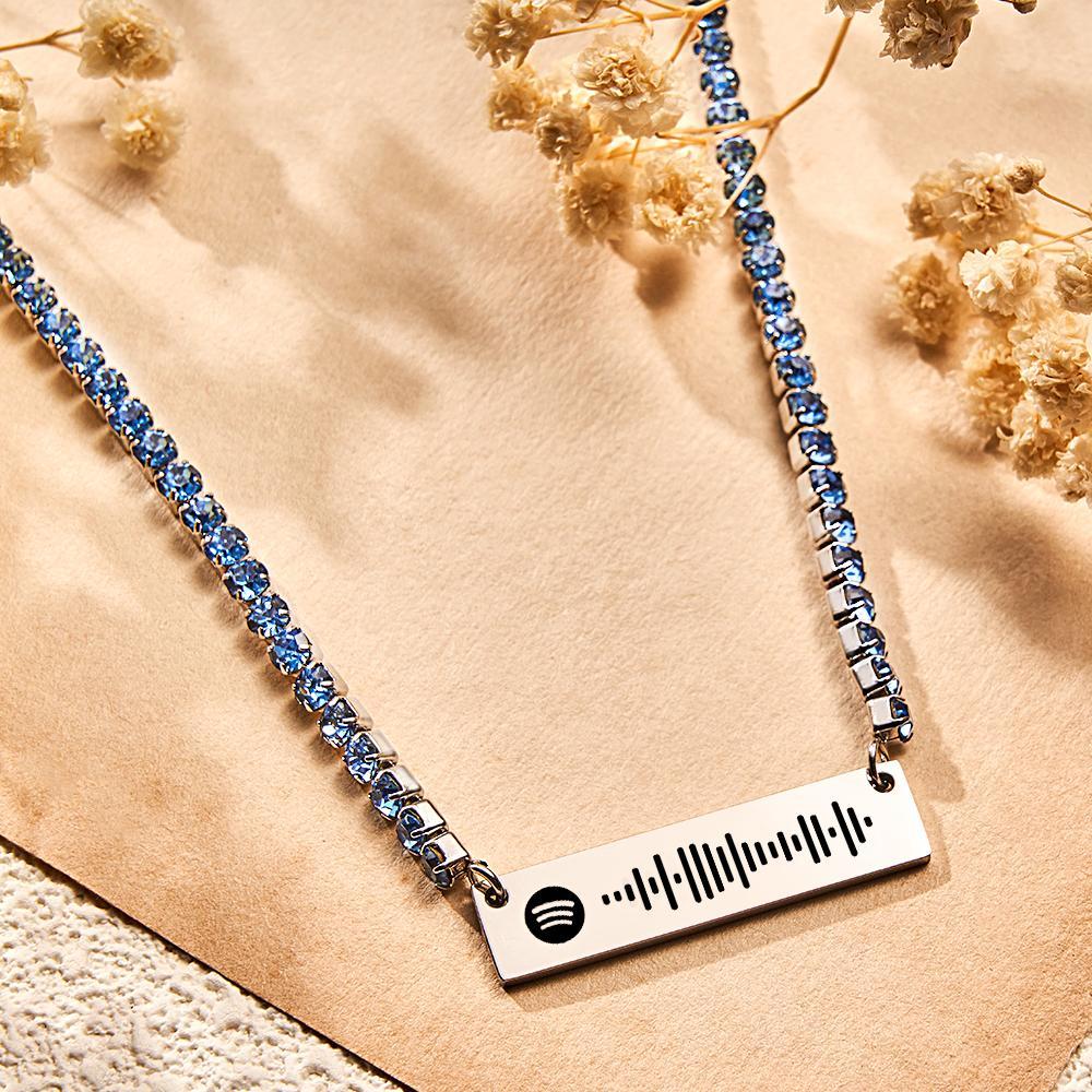 Scannable Spotify Code Bar Necklace Tennis Chain Fashion Gift - yournamenecklaceuk