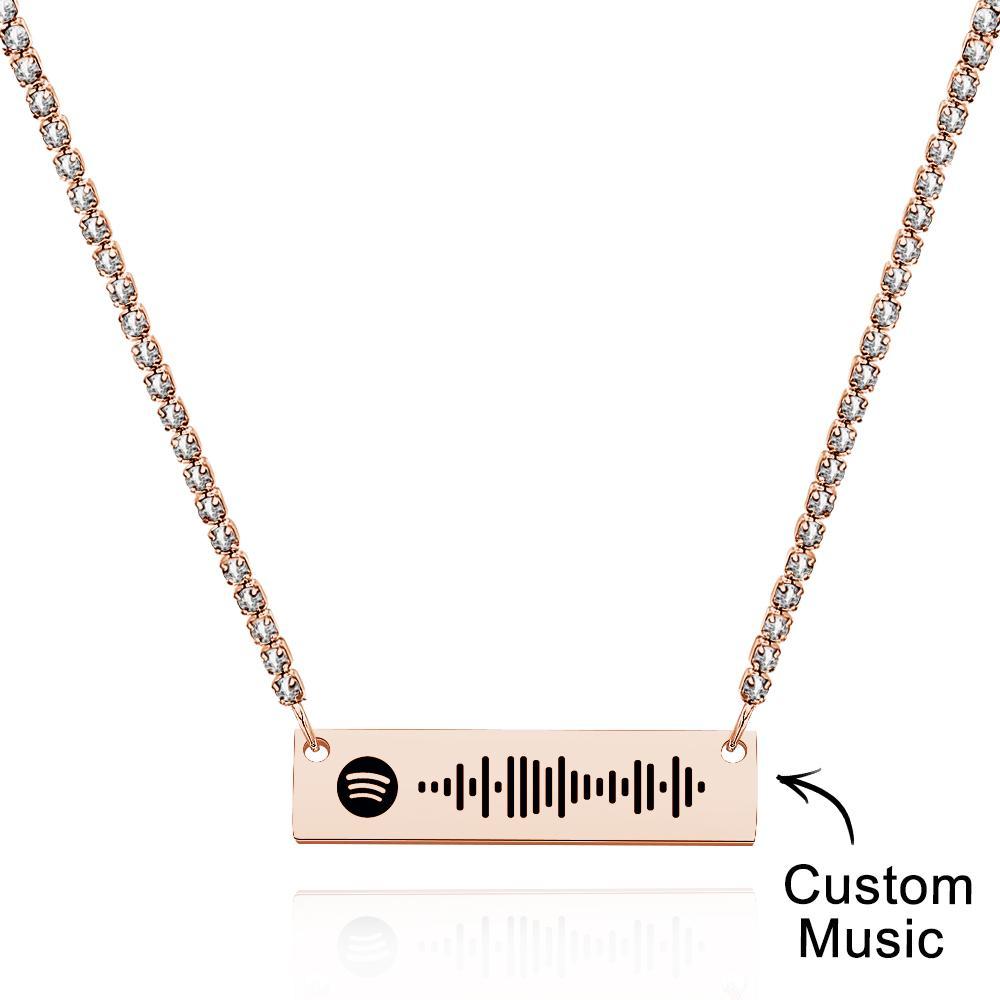 Scannable Spotify Code Bar Necklace Tennis Chain Fashion Gift - yournamenecklaceuk