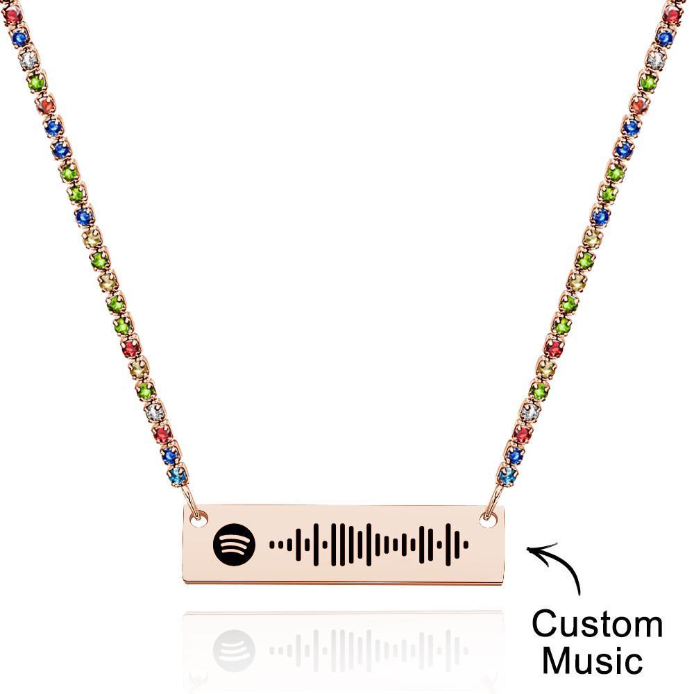Scannable Spotify Code Bar Necklace Tennis Chain Fashion Gift - yournamenecklaceuk