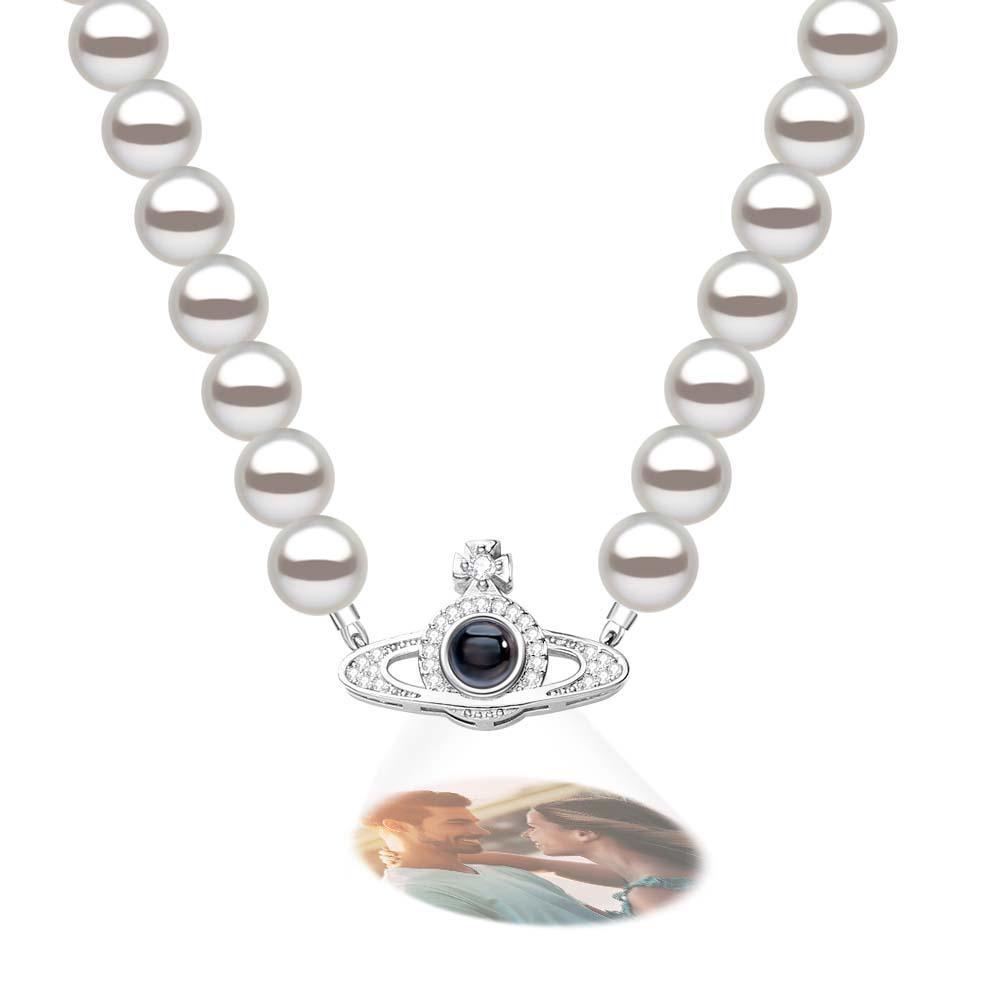 Custom Projection Necklace Planet Pearl Chain Fashion Gift - yournamenecklaceuk