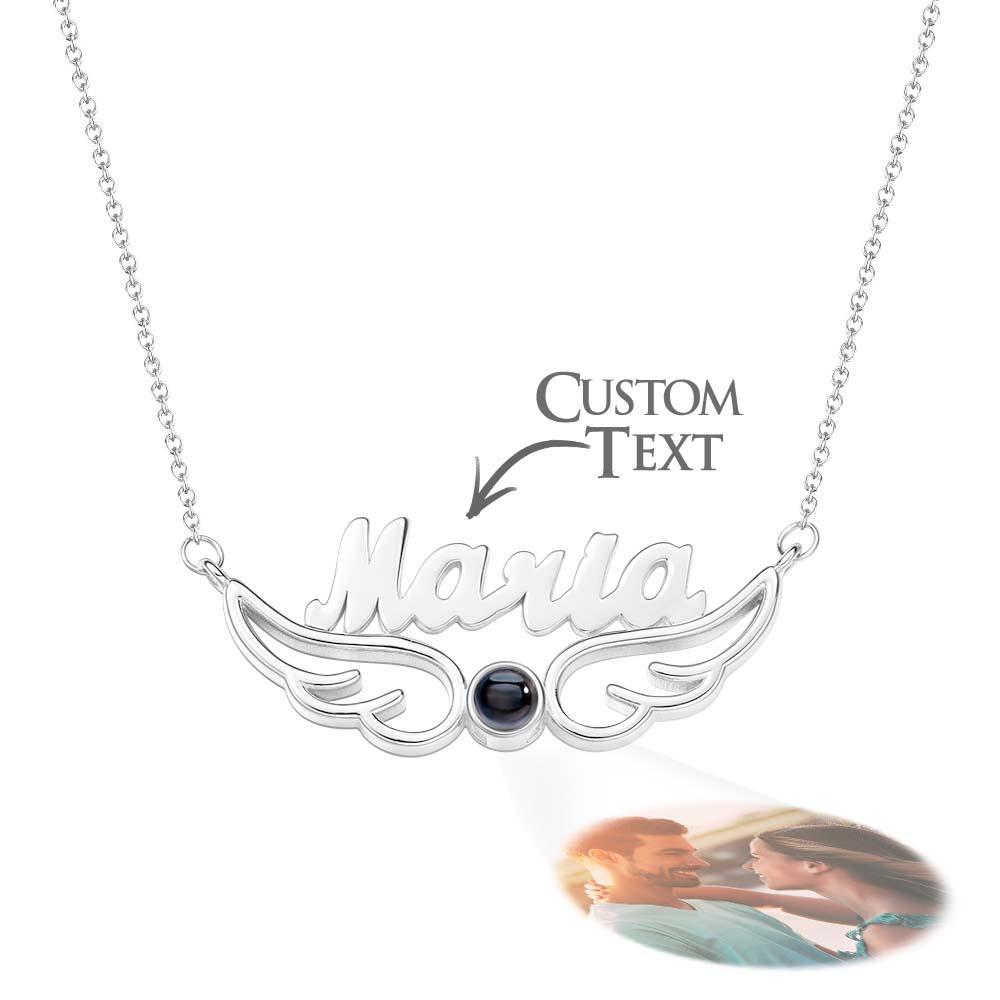 Custom Name Projection Necklace Angel Wings Style Gift - yournamenecklaceuk