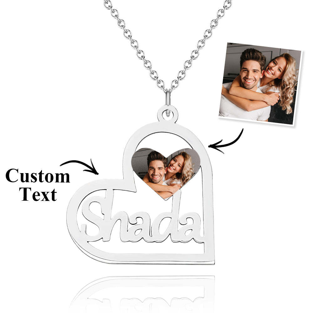 Personalized Heart-shaped Name Photo Necklace - yournamenecklaceuk