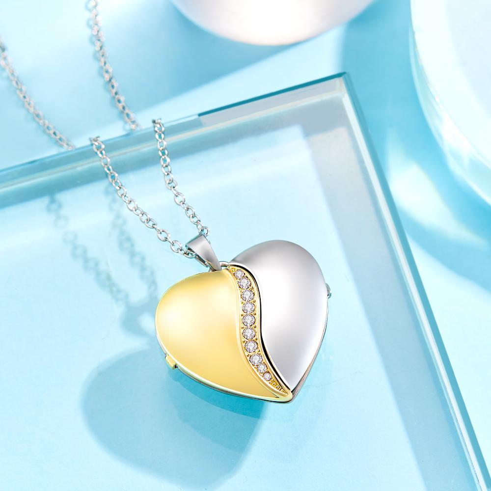 Custom Photo Necklace Flip Cover Heart Couple Gifts - yournamenecklaceuk