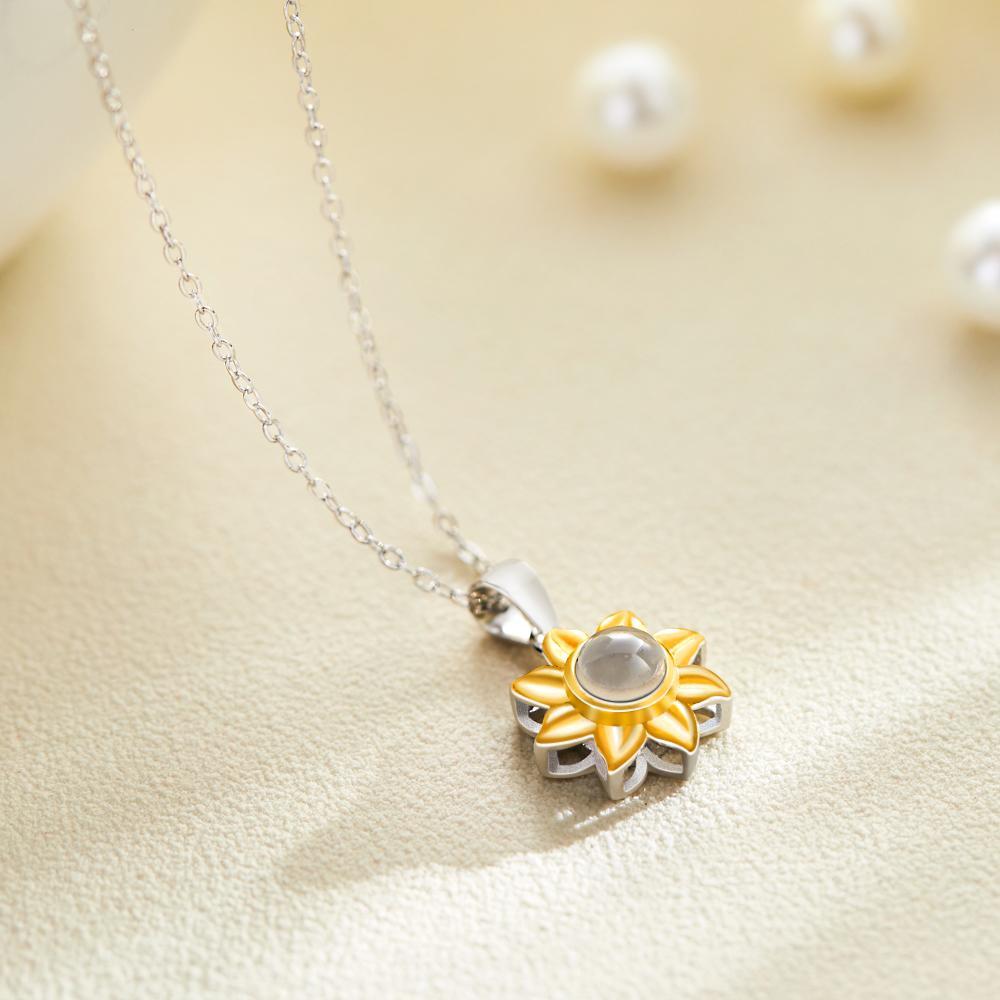 Custom Photo Projection Necklace Sun Flower Exquisite Gifts - yournamenecklaceuk