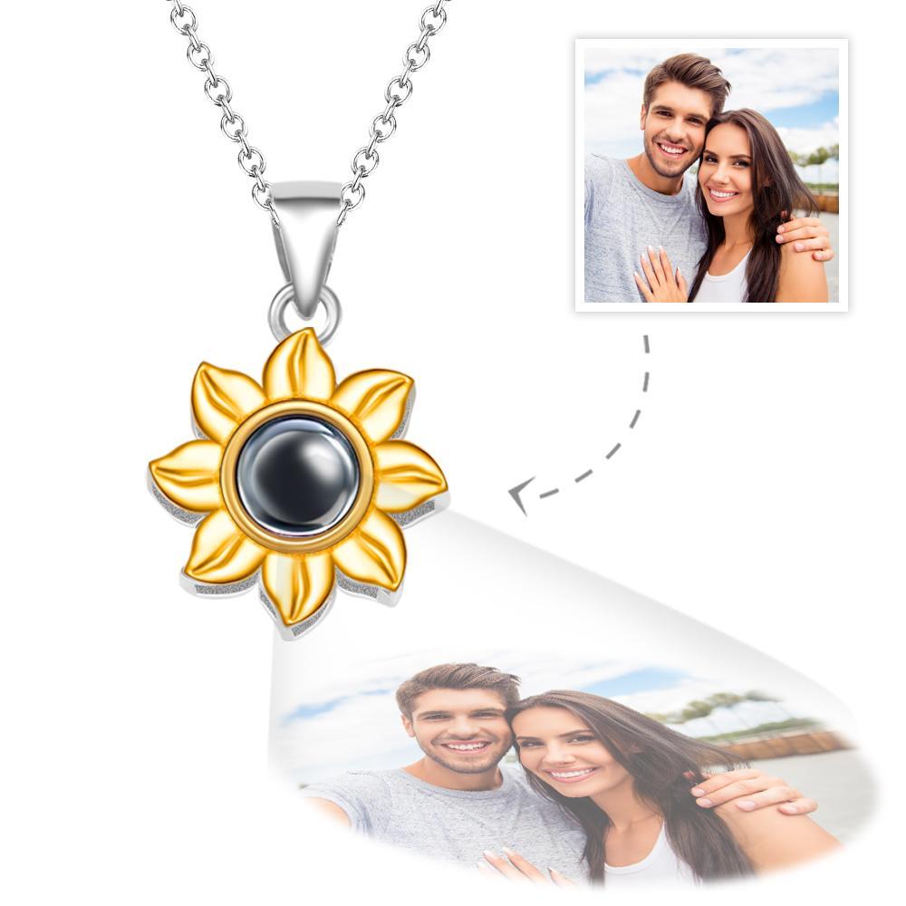 Custom Photo Projection Necklace Sun Flower Exquisite Gifts - yournamenecklaceuk