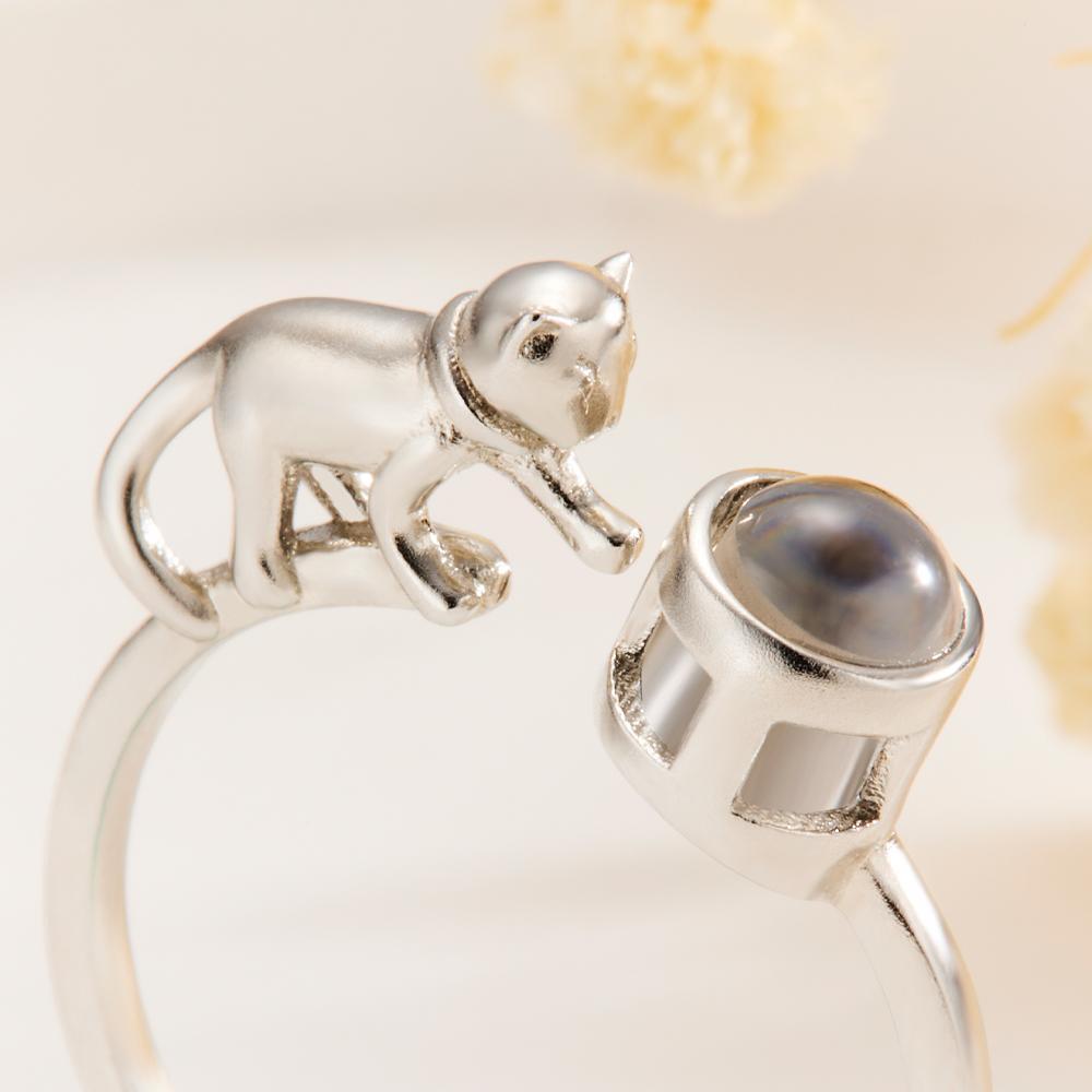 Custom Cat Photo Projection Ring Funny Pet Gift - yournamenecklaceuk