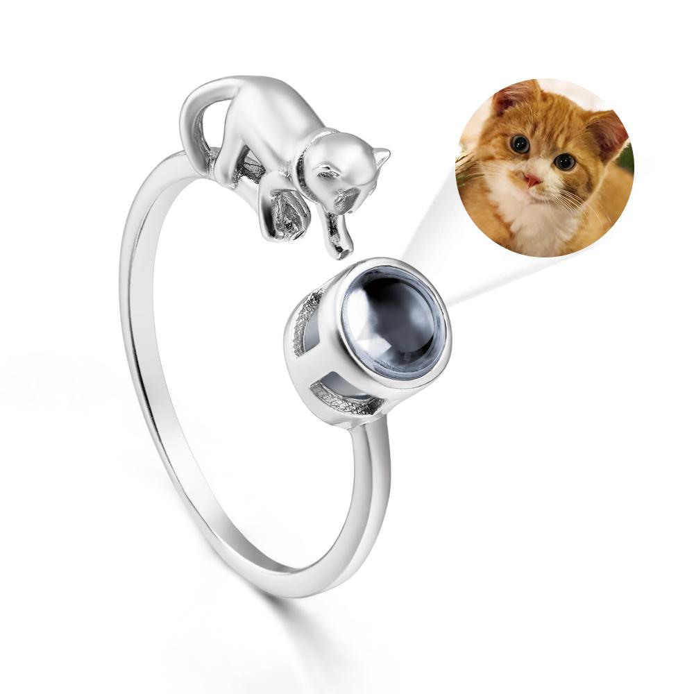 Custom Cat Photo Projection Ring Funny Pet Gift - yournamenecklaceuk