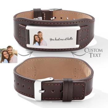 Custom Engraved Bracelet Simple Leather Gifts for Men - yournamenecklaceuk