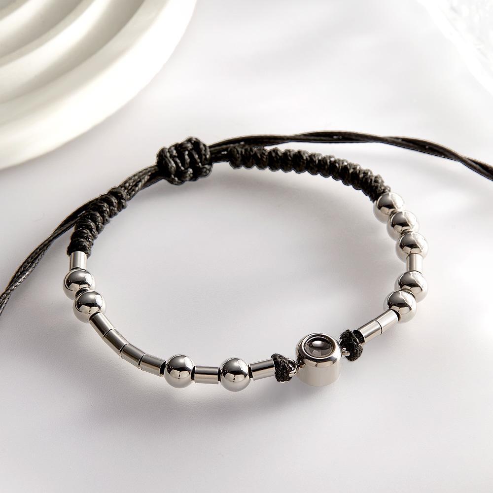 Personalized Photo Projection Adjustable Bracelet Simple Bead Bracelet Gifts For Her - yournamenecklaceuk