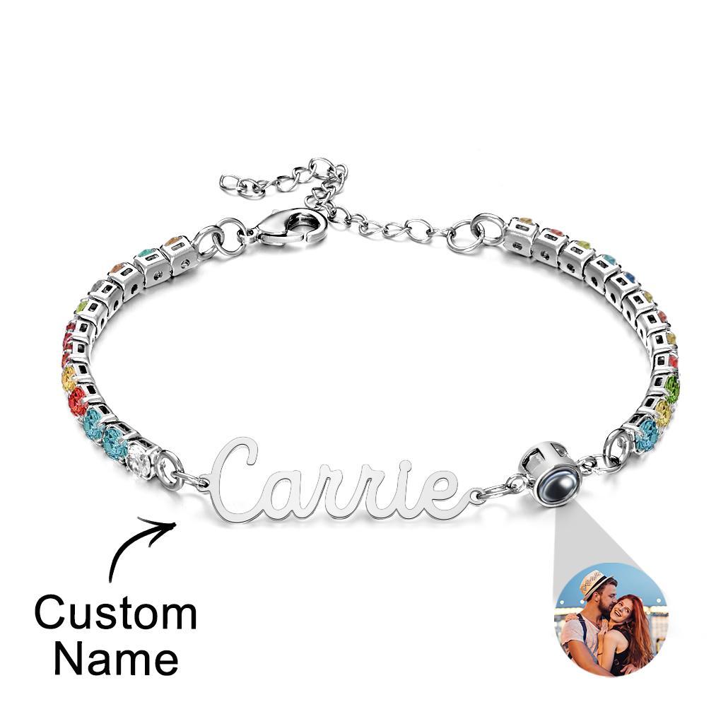 Custom Name Tennis Bracelets Projection Unique Gifts for Girl - yournamenecklaceuk