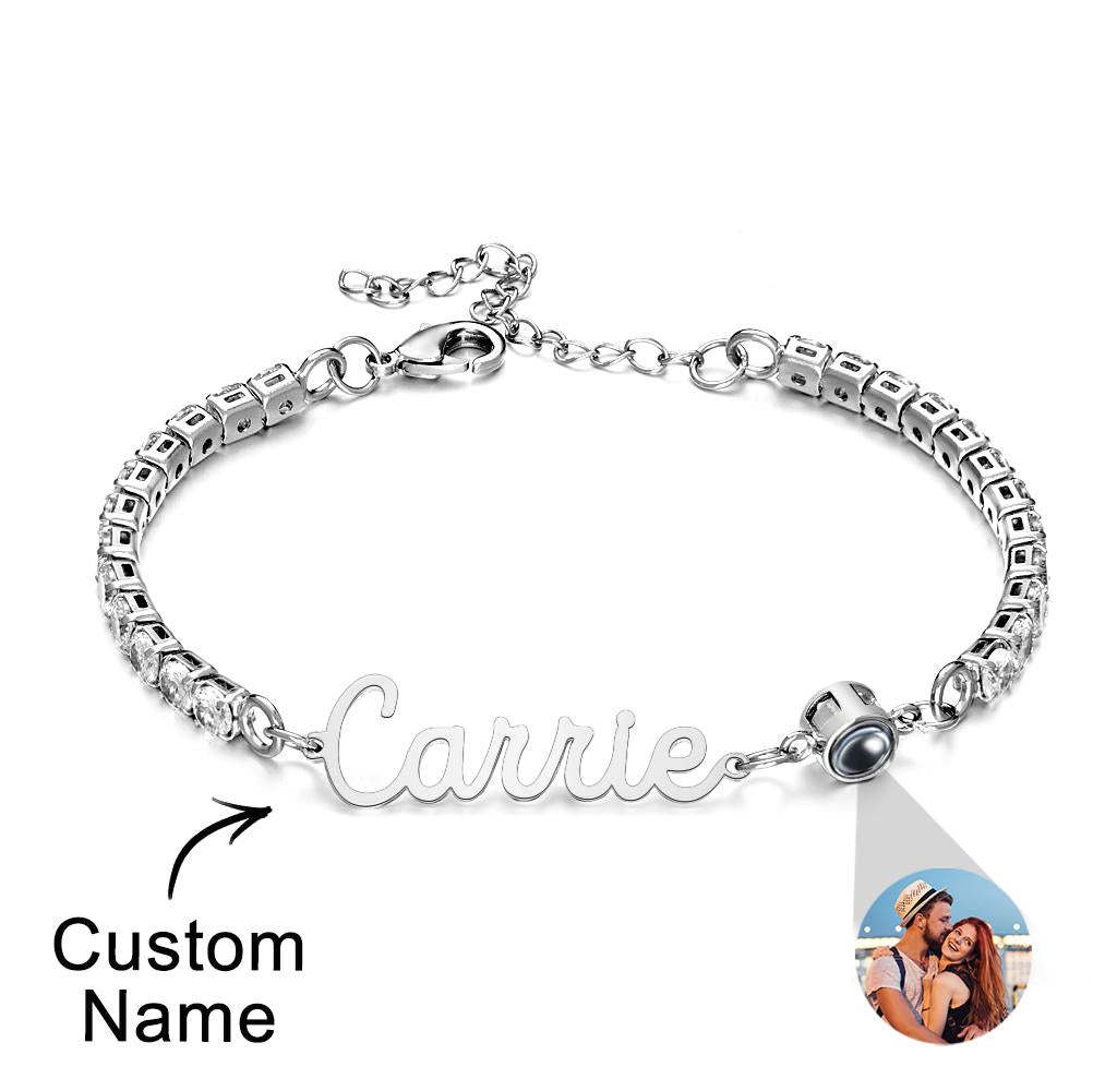 Custom Name Tennis Bracelets Projection Unique Gifts for Girl - yournamenecklaceuk